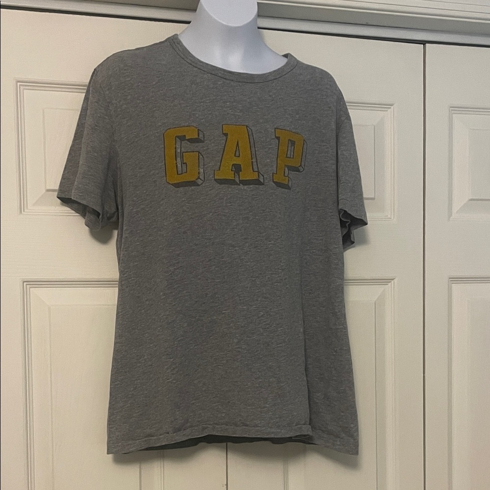 Vintage GAP Heather Gray Tee with Mustard Logo